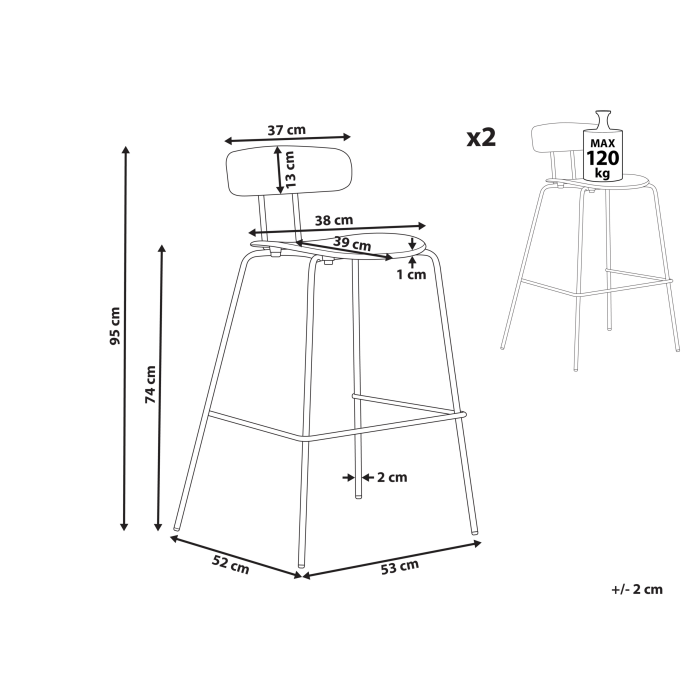 Set of 2 bar stools SIBLEY Light Green [3]