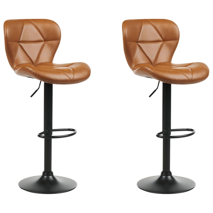 Set of 2 bar stools VALETTA Eco-leather Swivel Golden brown [2]