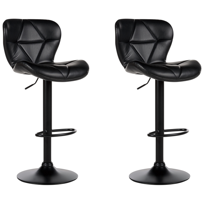 Set of 2 bar chairs VALETTA Eco-leather Swivel Black [2]