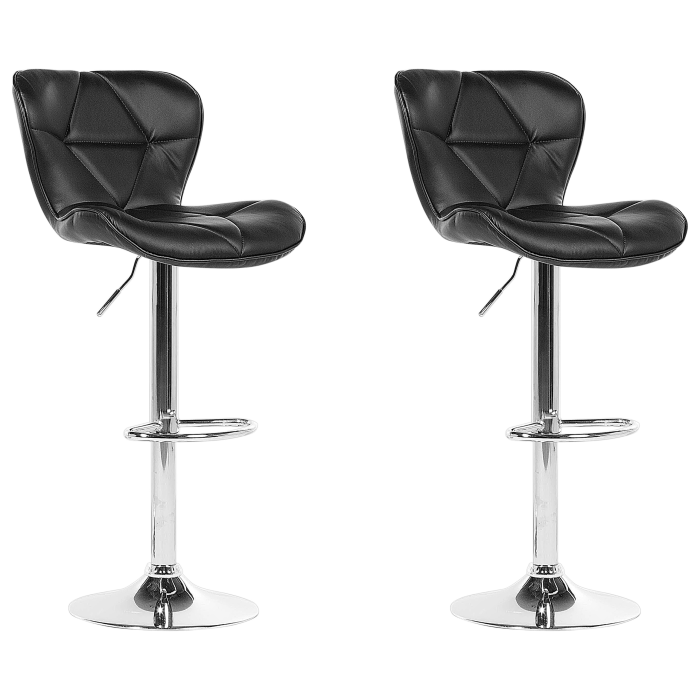 Set de 2 scaune de bar VALETTA Piele ecologică Pivotant Negru [2]