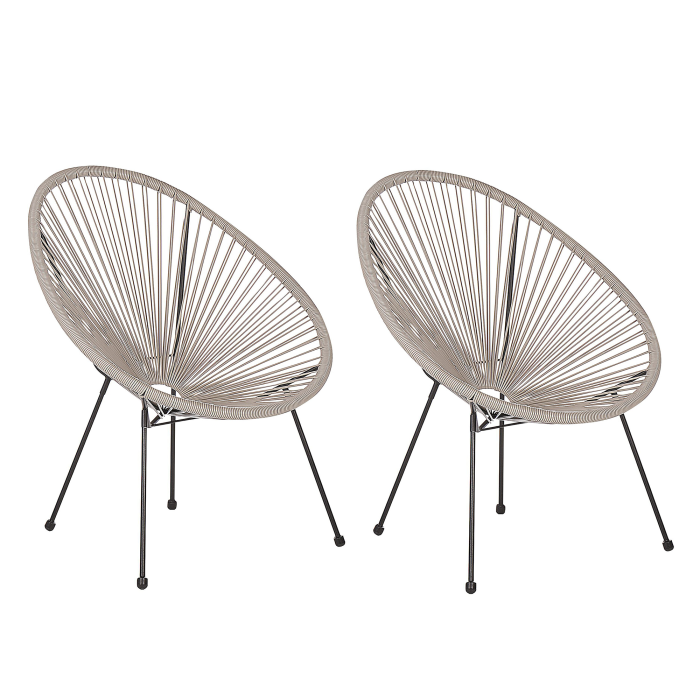 Set of 2 Garden Chairs ACAPULCO II Synthetic Rattan Light Grey [2]