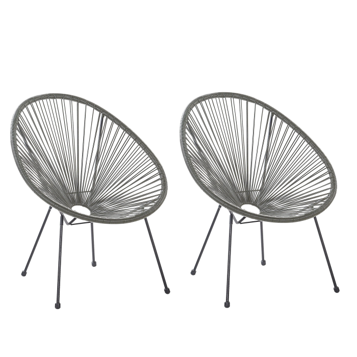 Set de 2 scaune de grădină ACAPULCO II Ratan sintetic Gri închis [2]