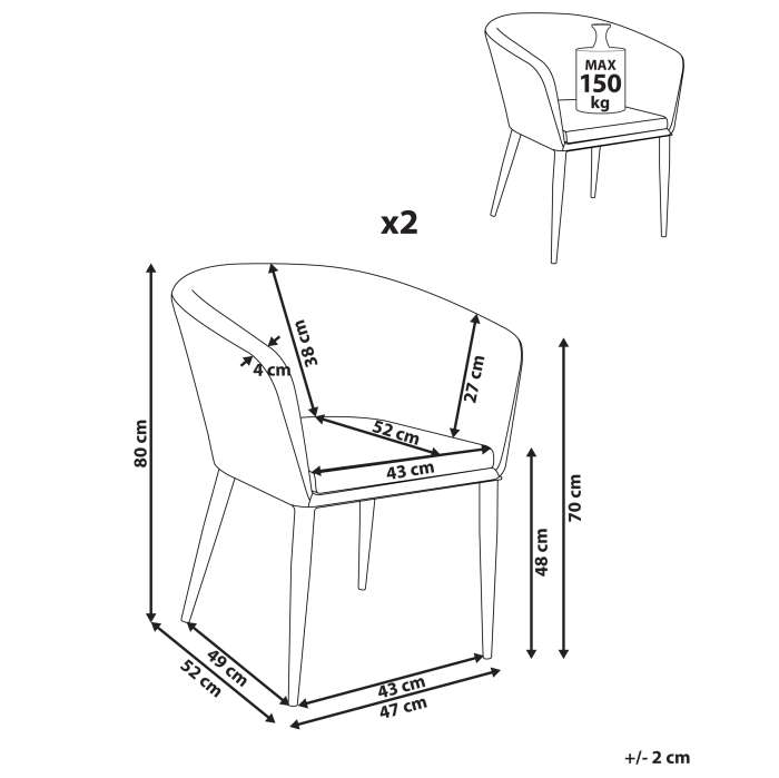 Set de 2 scaune de grădină CURGOS  Bej [3]