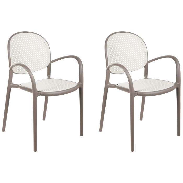 Set of 2 Garden Chairs POVOLETTO Synthetic Material Light Brown [2]