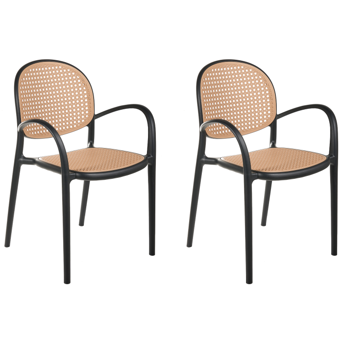 Set of 2 garden chairs POVOLETTO Synthetic material Black [2]