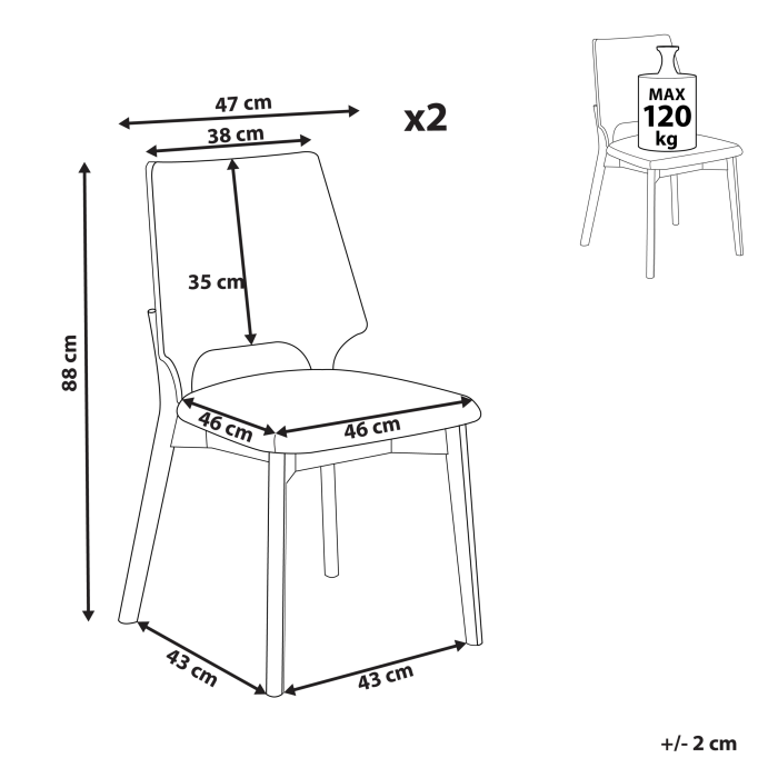 Set de 2 scaune dining ABEE Maro deschis [3]