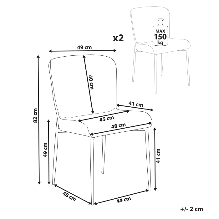 Set de 2 scaune dining ADA Alb-murdar [3]