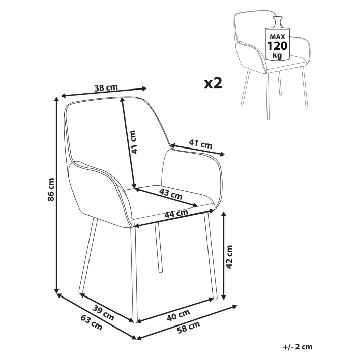 Set de 2 scaune dining ALDEN Boucle Alb [3]