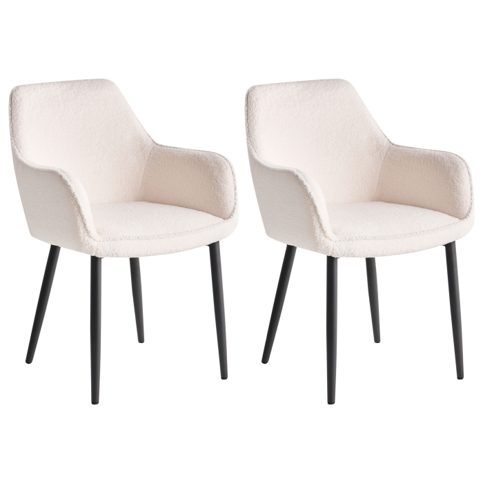 Set de 2 scaune dining ALDEN Boucle Alb [4]