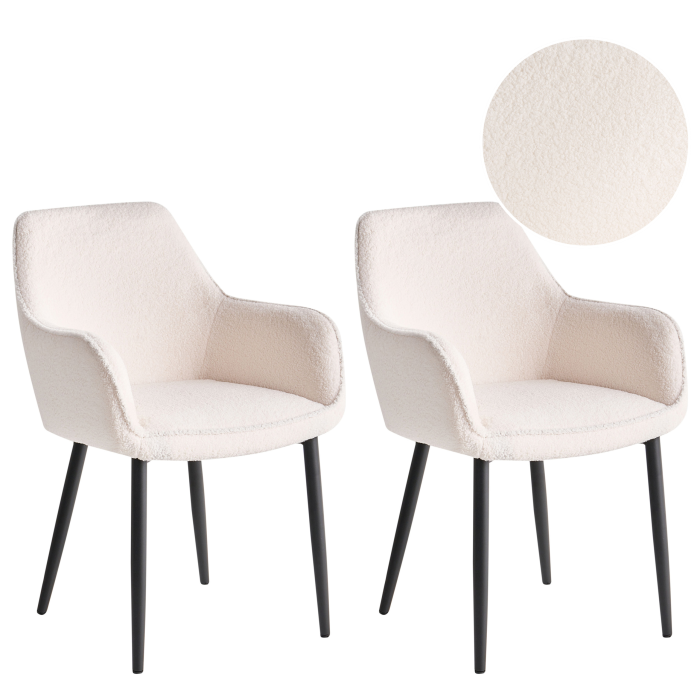 Set de 2 scaune dining ALDEN Boucle Alb [2]