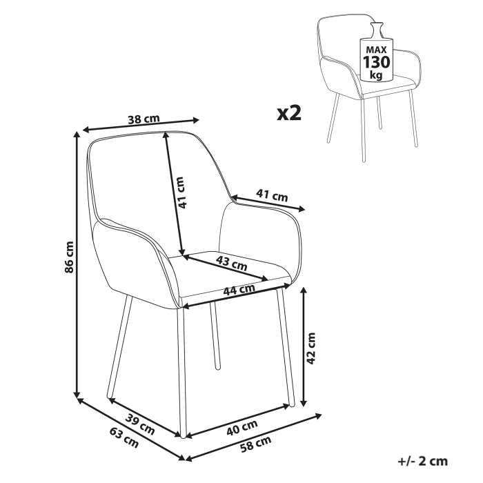 Set de 2 scaune dining ALDEN Boucle Verde închis [3]