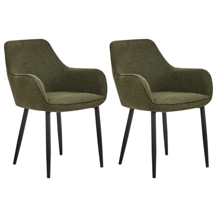 Set de 2 scaune dining ALDEN Boucle Verde închis [4]