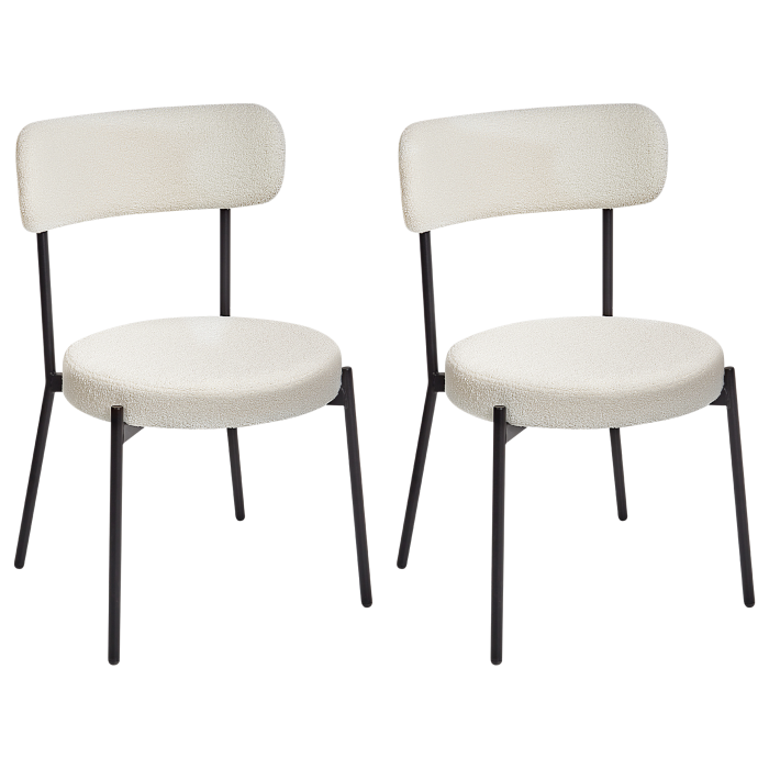Set of 2 dining chairs ALLISON Boucle White [4]