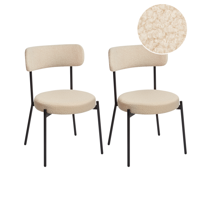 Set de 2 scaune dining ALLISON Boucle Bej deschis [2]
