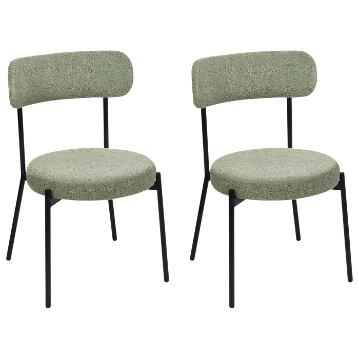 Set of 2 ALLISON dining chairs Boucle Light green [4]