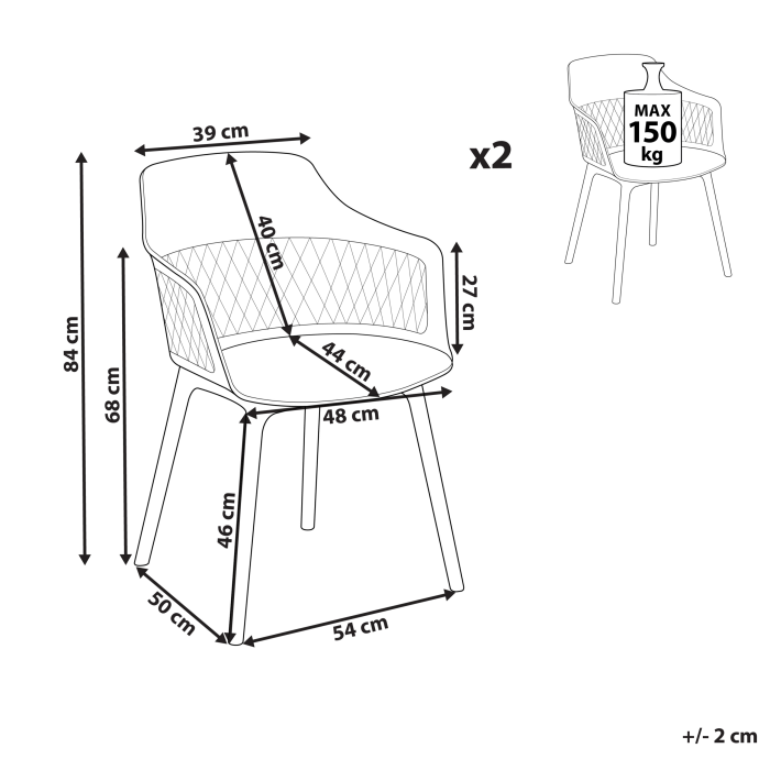 Set de 2 scaune dining ALMIRA Alb [3]