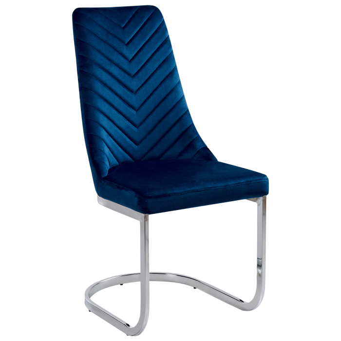 Set of 2 dining chairs ALTOONA Velvet Navy Blue [4]
