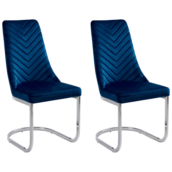 Set of 2 dining chairs ALTOONA Velvet Navy Blue [2]