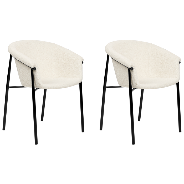 Set of 2 dining chairs AMES Boucle Off-white [4]