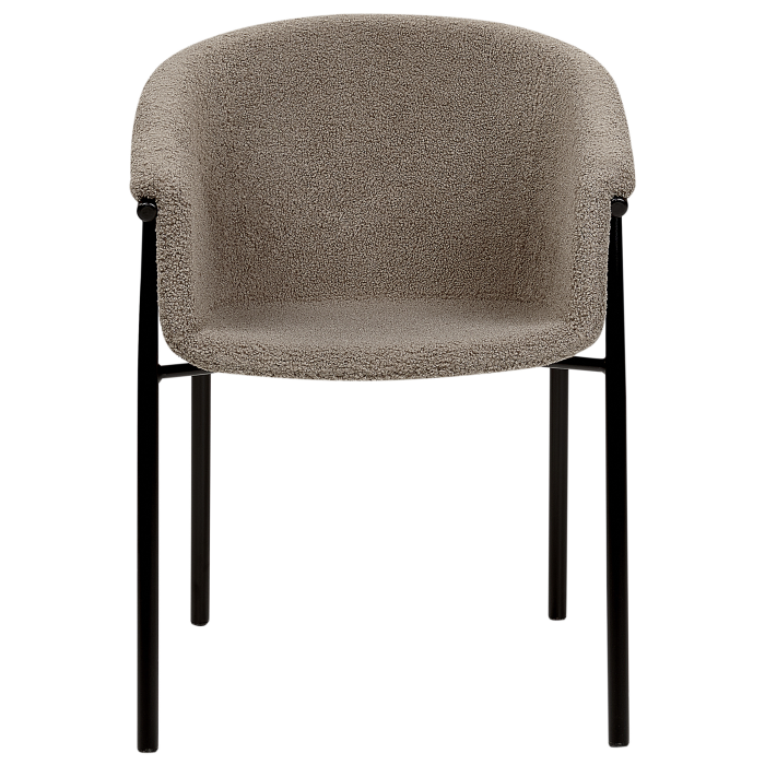 Set of 2 AMES Dining Stools Boucle Taupe [6]