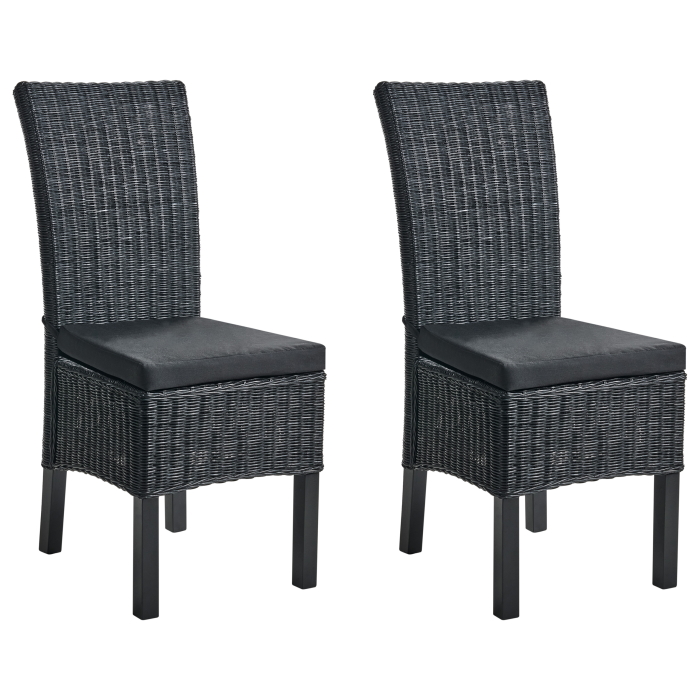Set de 2 scaune dining ANDES Ratan Negru [2]