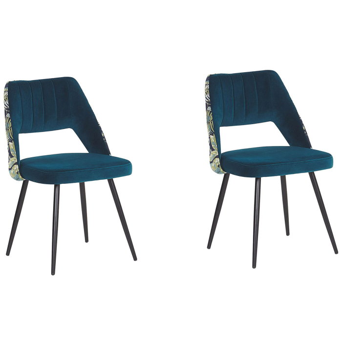 Set of 2 dining chairs ANSLEY Velvet Navy Blue [2]