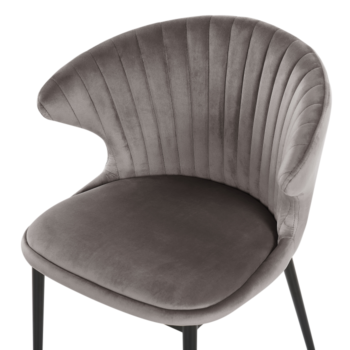 Set of 2 AUGUSTA Dining Stools Velvet Grey [7]