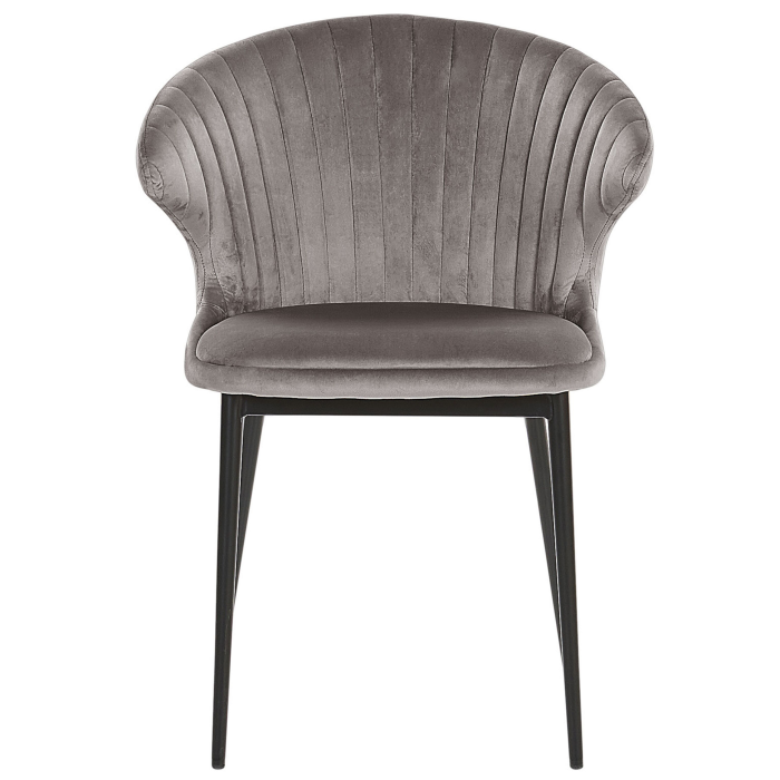 Set of 2 AUGUSTA Dining Stools Velvet Grey [5]