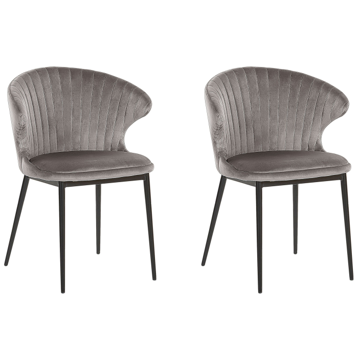 Set of 2 AUGUSTA Dining Stools Velvet Grey [2]