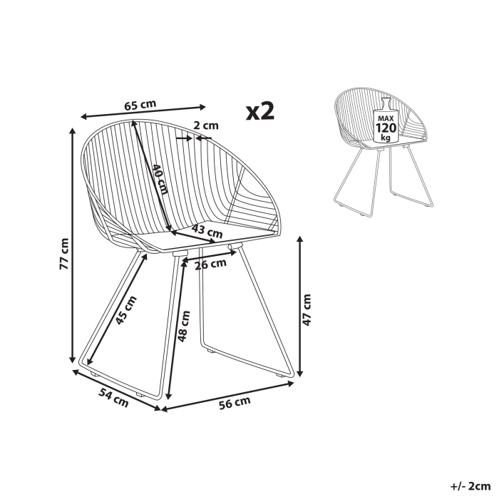 Set de 2 scaune dining AURORA Metal Argintiu [3]