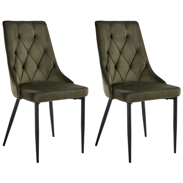 Set of 2 dining chairs AVENIR Velvet Olive Green [2]