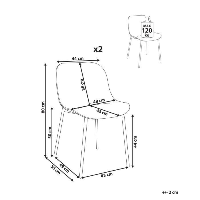 Set de 2 scaune dining BELOIT Bej deschis [3]