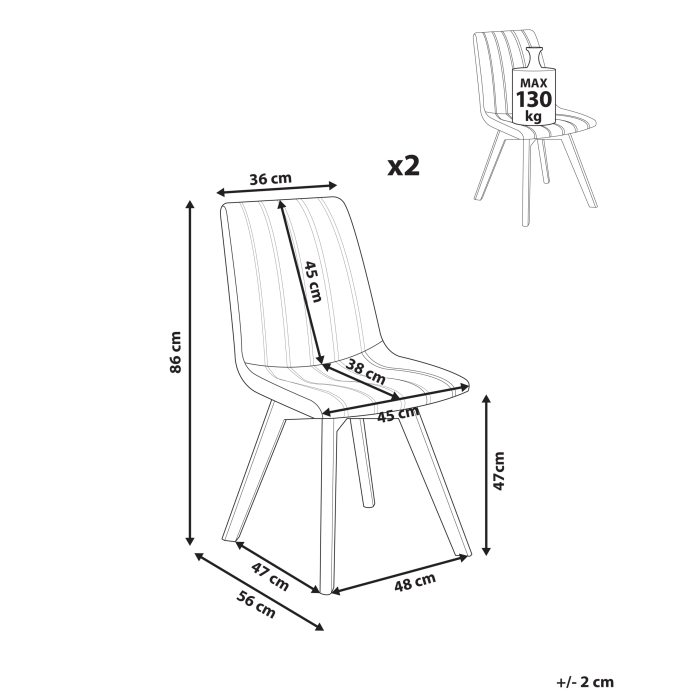 Set of 2 Dining Chairs CALGARY Black [3]