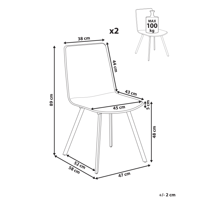 Set de 2 scaune dining CARVER  Maro deschis [3]