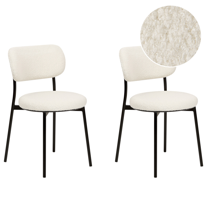 Set of 2 dining chairs CASEY Boucle Off-white [2]