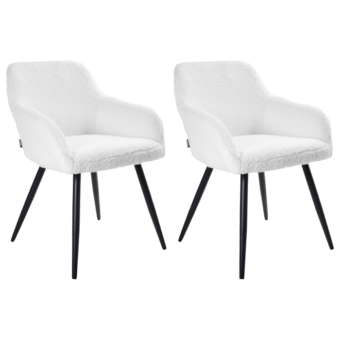 Set of 2 dining chairs CASMALIA Boucle Off-white [4]