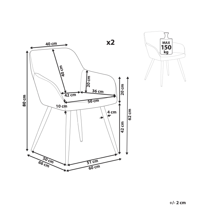 Set de 2 scaune dining CASMALIA Boucle Alb-murdar [3]