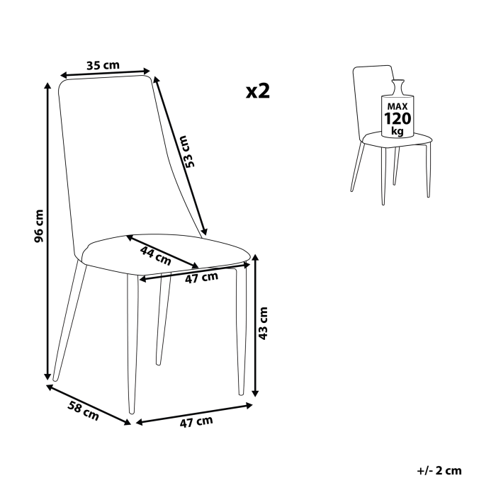 Set of 2 dining chairs CLAYTON Black [3]