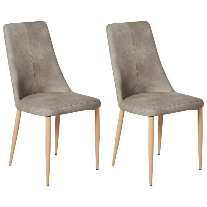 Set de 2 scaune dining CLAYTON Piele ecologică Gri deschis [2]