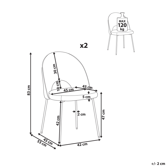 Set de 2 scaune dining COVELO Catifea Gri [3]