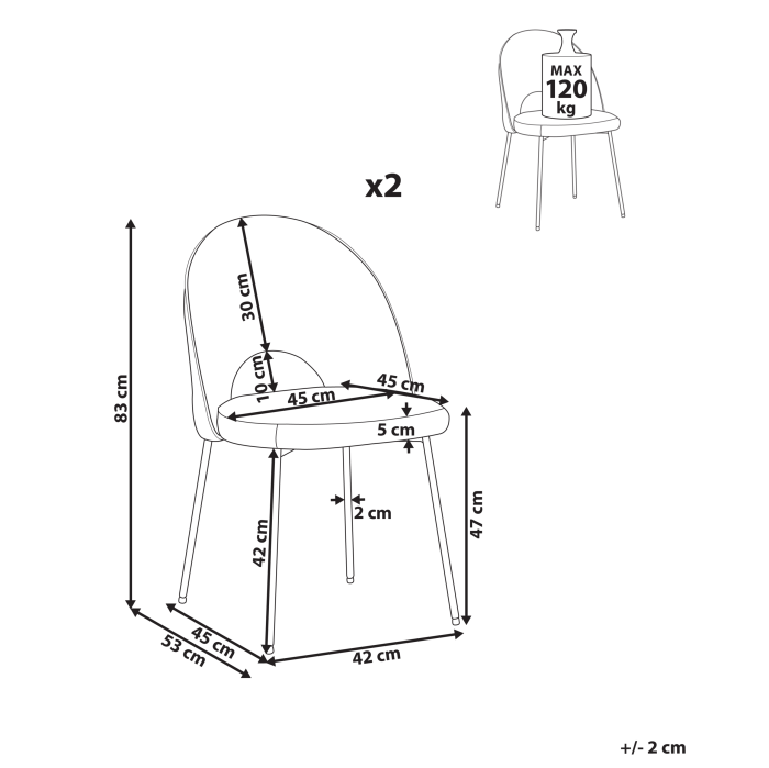 Set de 2 scaune dining COVELO Catifea Negru [3]