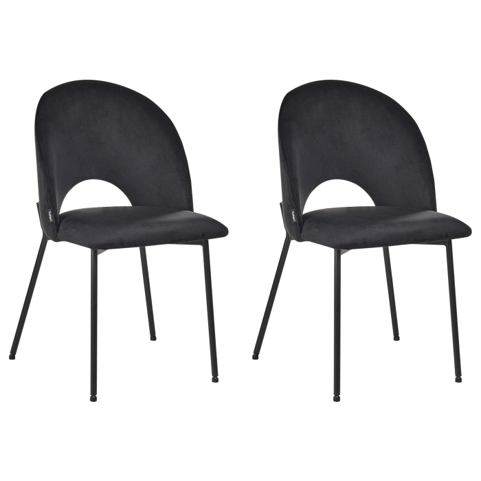 Set de 2 scaune dining COVELO Catifea Negru [2]