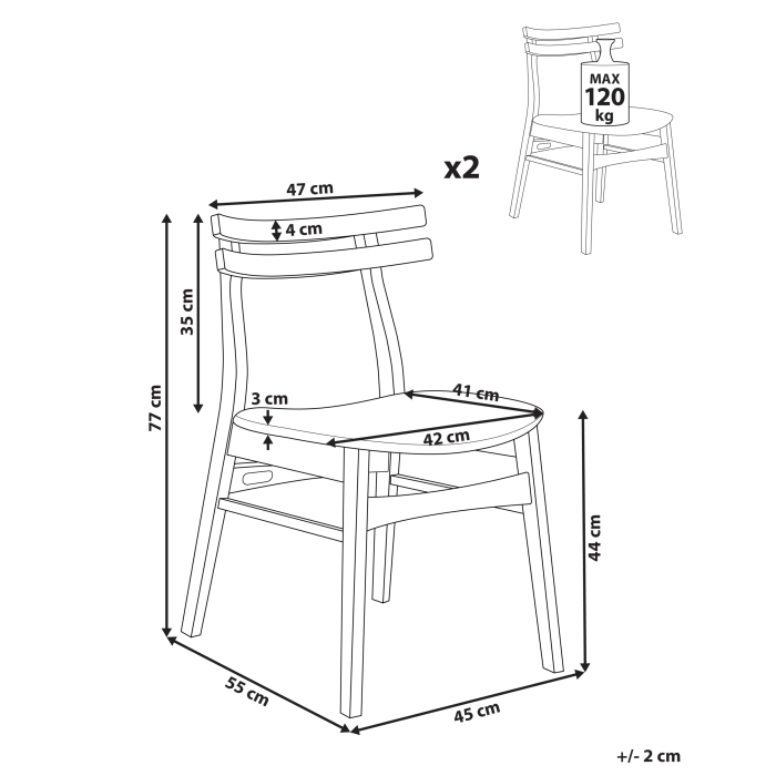 Set de 2 scaune dining CYNTHIANA Lemn Bej deschis [3]
