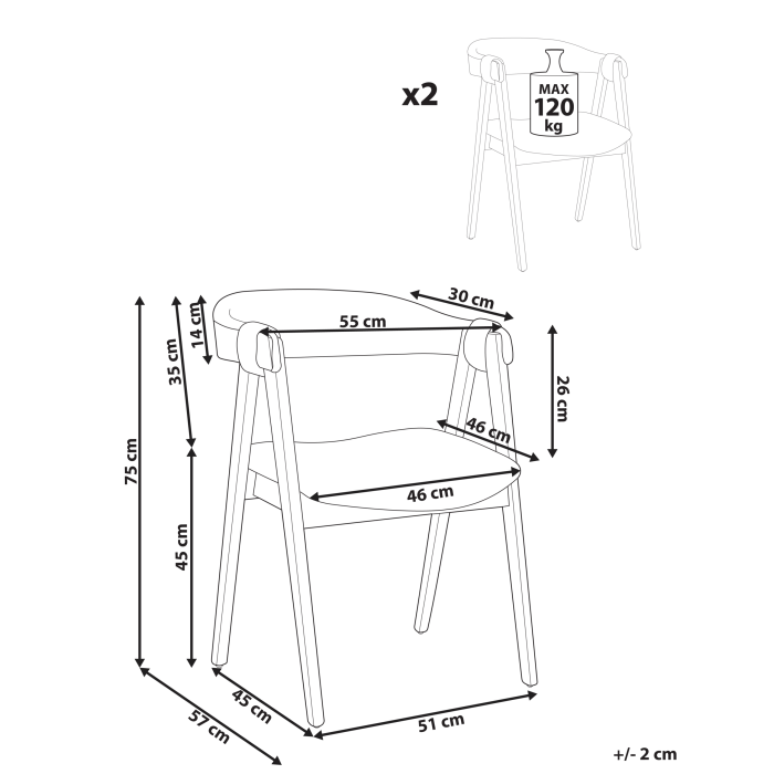 Set de 2 scaune dining DAY Maro deschis/Taupe [3]