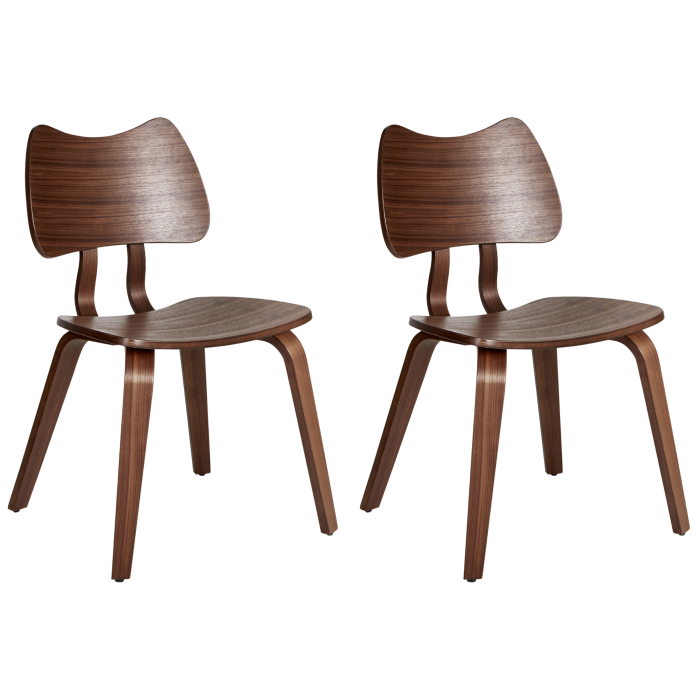 Set of 2 DIANA Dining Stools Wood Dark Brown [2]