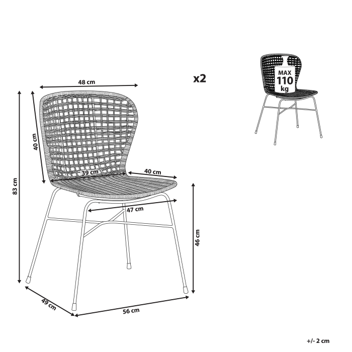 Set de 2 scaune dining ELFROS Ratan Natural [3]