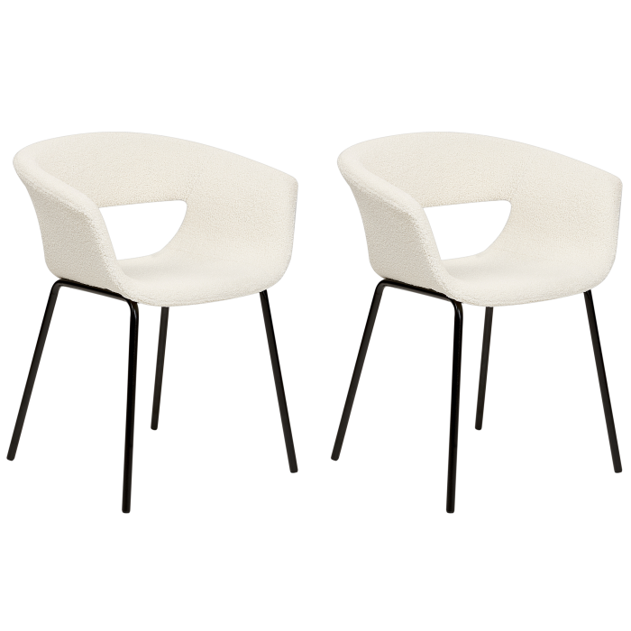 Set de 2 scaune dining ELMA Boucle Alb-murdar [4]