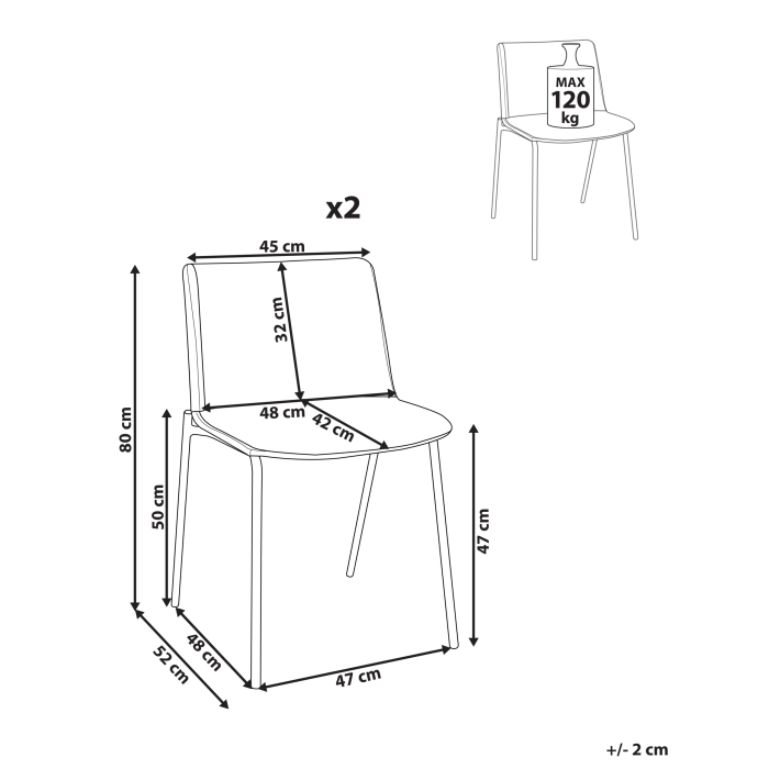 Set de 2 scaune dining ESBON Verde închis [3]
