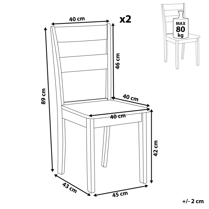 Set de 2 scaune dining GEORGIA Lemn Alb [3]