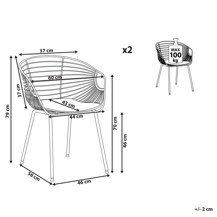 Set de 2 scaune dining HOBACK Metal Cupru [3]